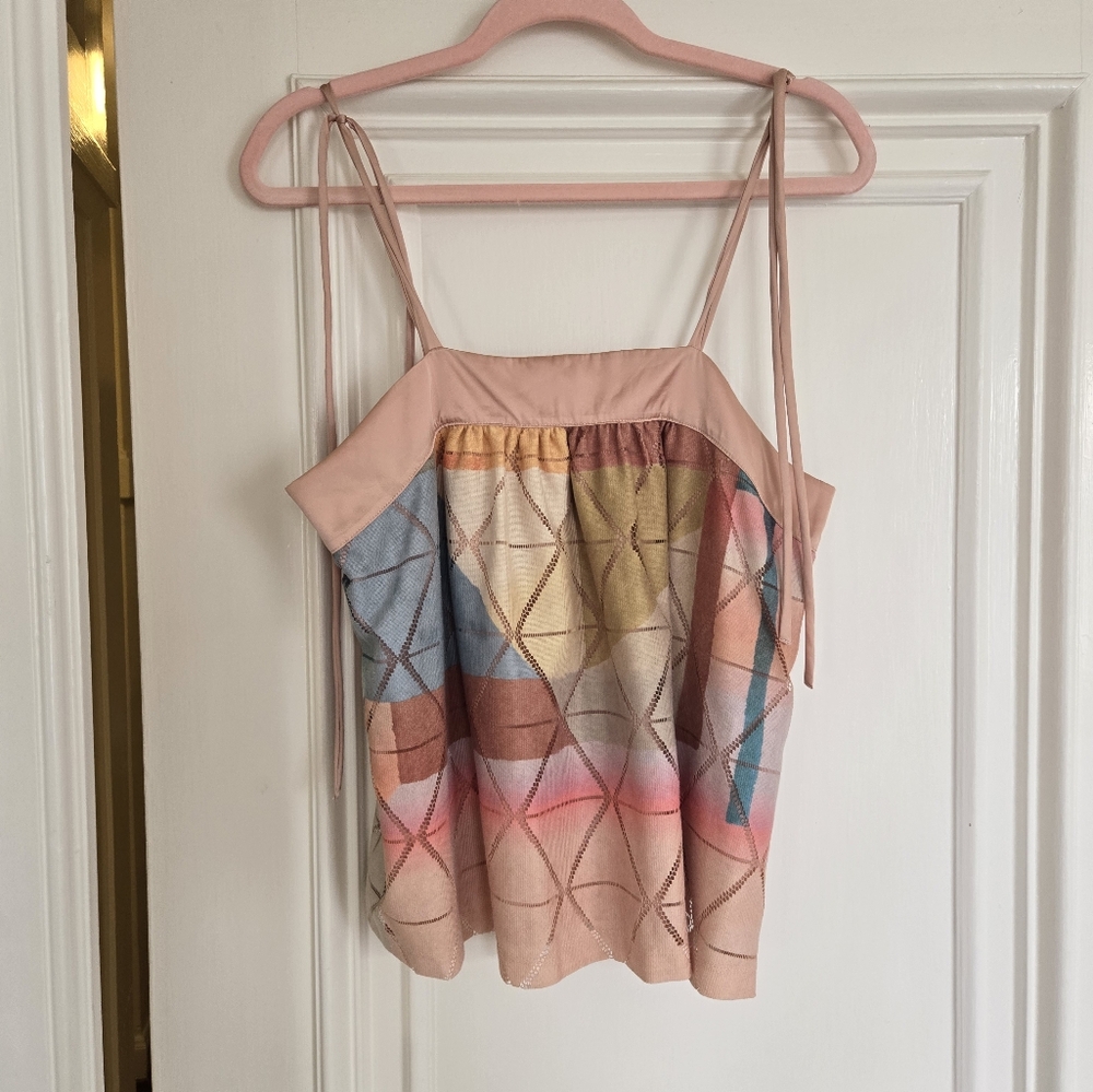 Geometric Patterned Spaghetti Strap Top - image 1